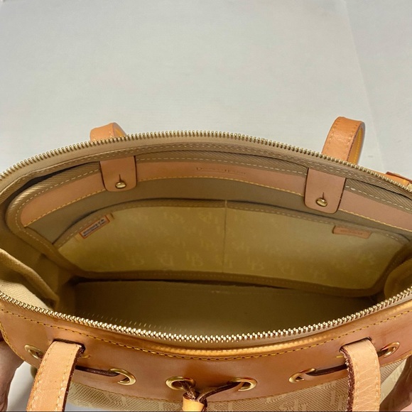 Dooney & Bourke Shoulder Bag Gold with Tan leather details - Picture 9 of 13